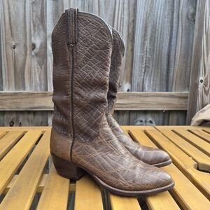 Vintage Lucchese San Antonio "Elephant Print" Cowboy Boots Brown Men's 7D Rare‎